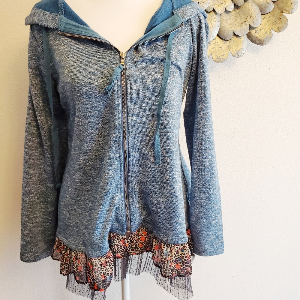 LOGO by Lori Goldstein Zip Up Hooded Sweatshirt